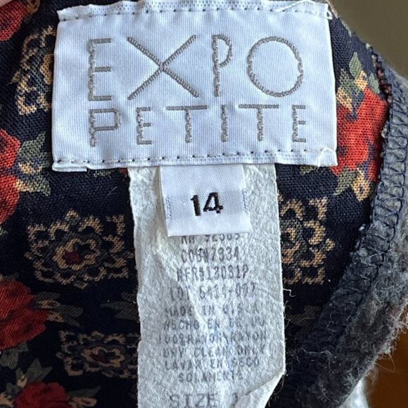 VTG 80s EXPO Lace Collar Moody Floral Long Sleeve Tie Back Midi Dress SZ 6P - Picture 8 of 10